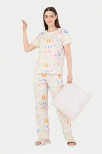 Sweet Dreams Animal Printed Pyjama Set - Swan White — thumbnail 7